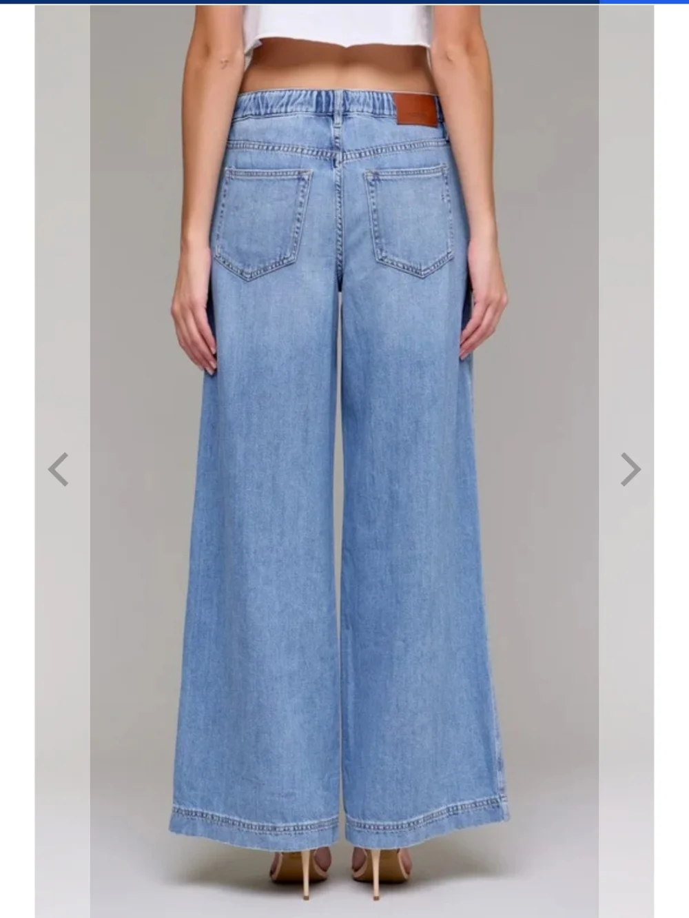 Wide Leg Light Blue Drawstring Jeans - Picture 4 of 11